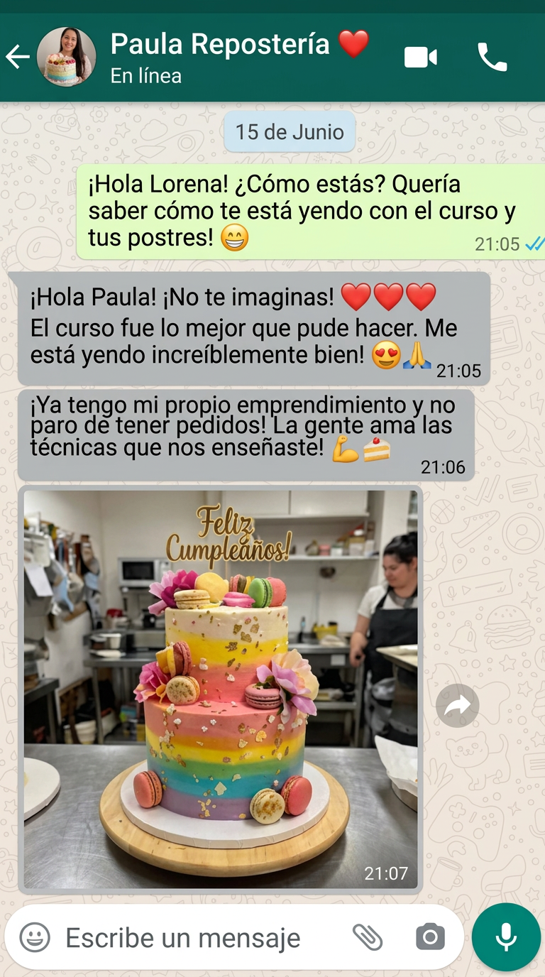 Testimonio real de una alumna por WhatsApp